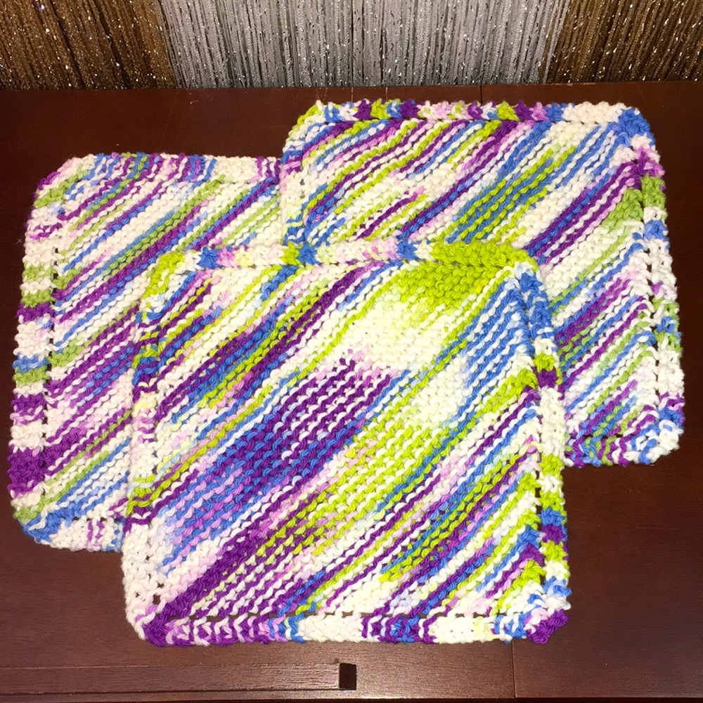 Handmade Organic Cotton Washcloth Trio
